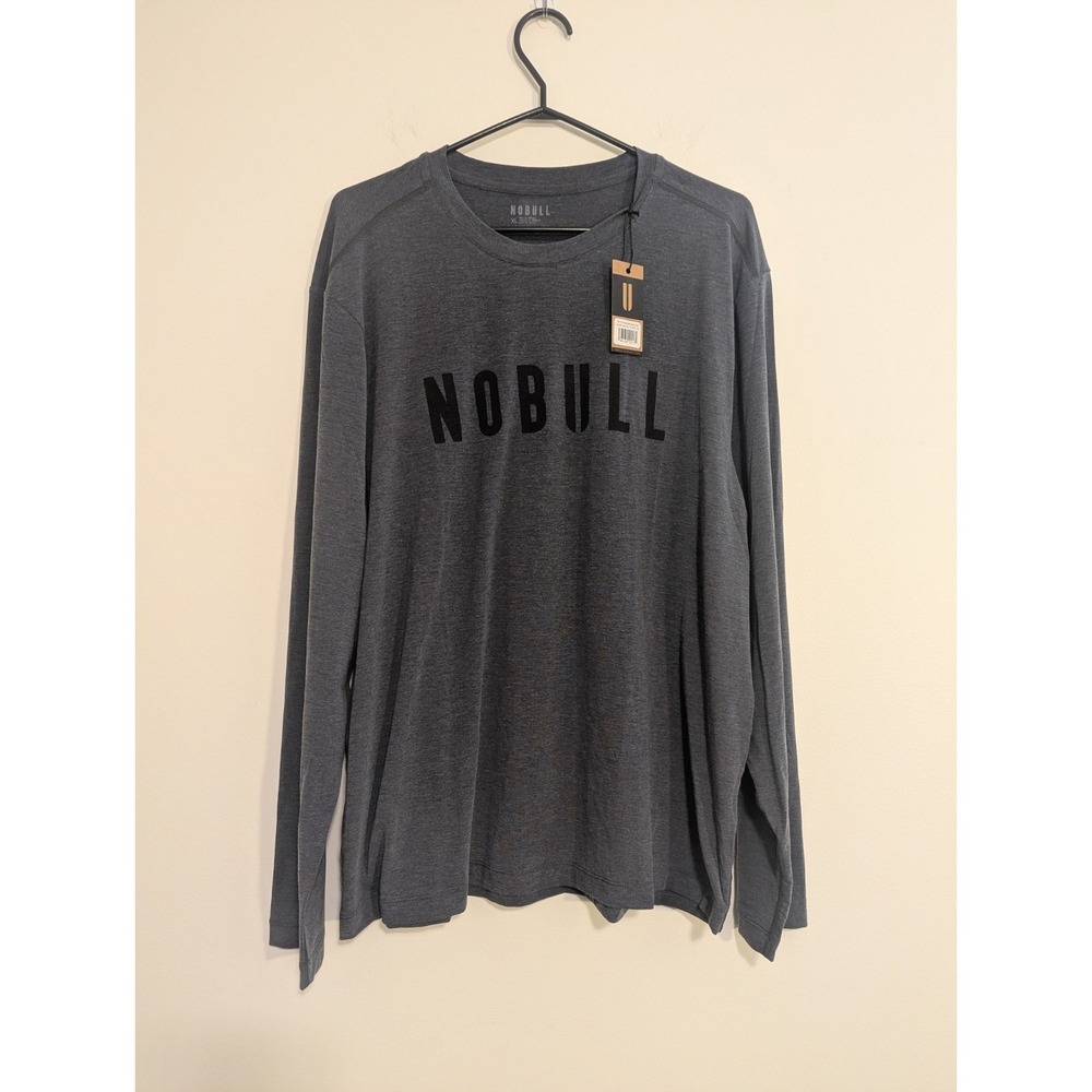 NWT! NOBULL Men's XL Long Sleeve Performance Training Shirt Charcoal Gray